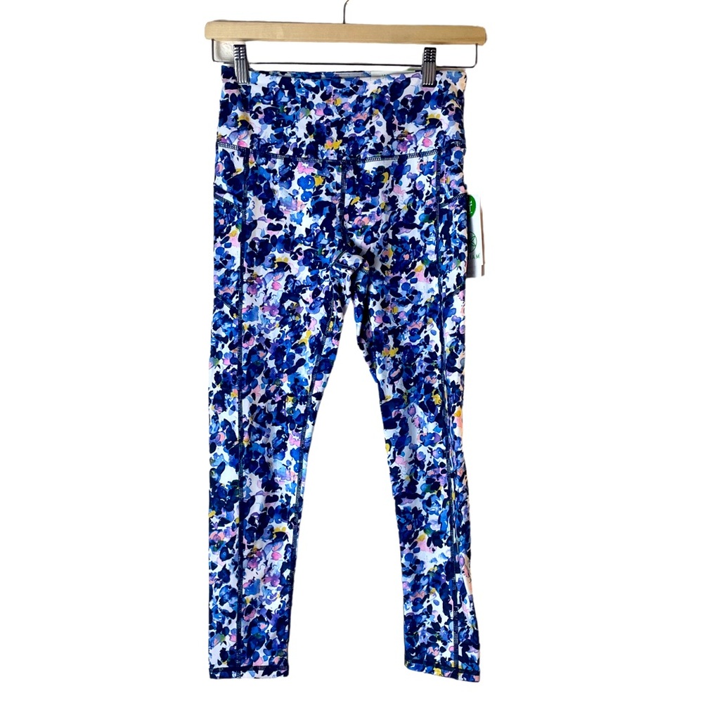 Gaiam Capri Leggings Womens XS Purple NWT Om High Rise Pocket Elsie Print Floral